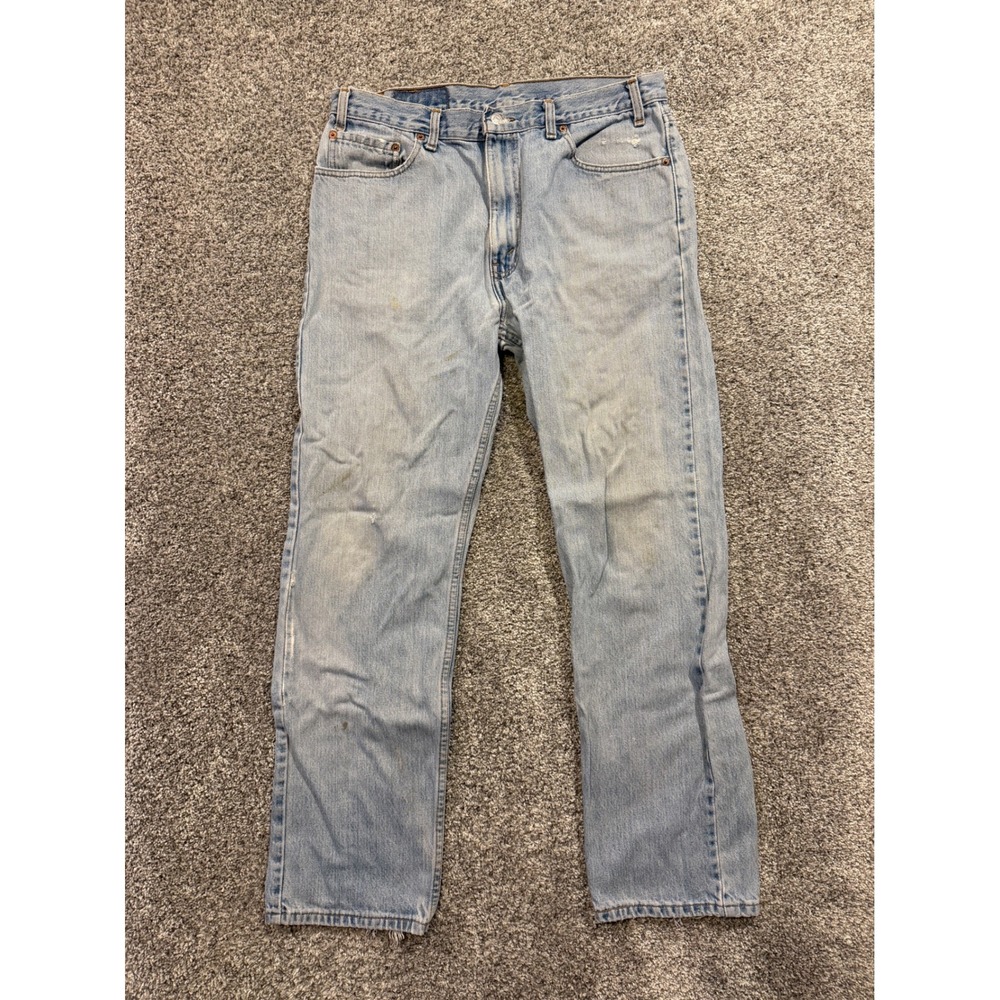 VTG Levi's 505 Regular Fit Straight Leg Mens Jeans 36x32 Light Wash Denim 90's *